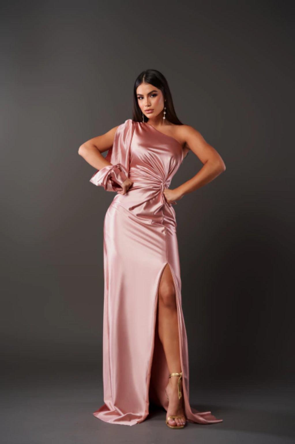 Bella Novelle avondjurk met asymmetrische hals, productfoto