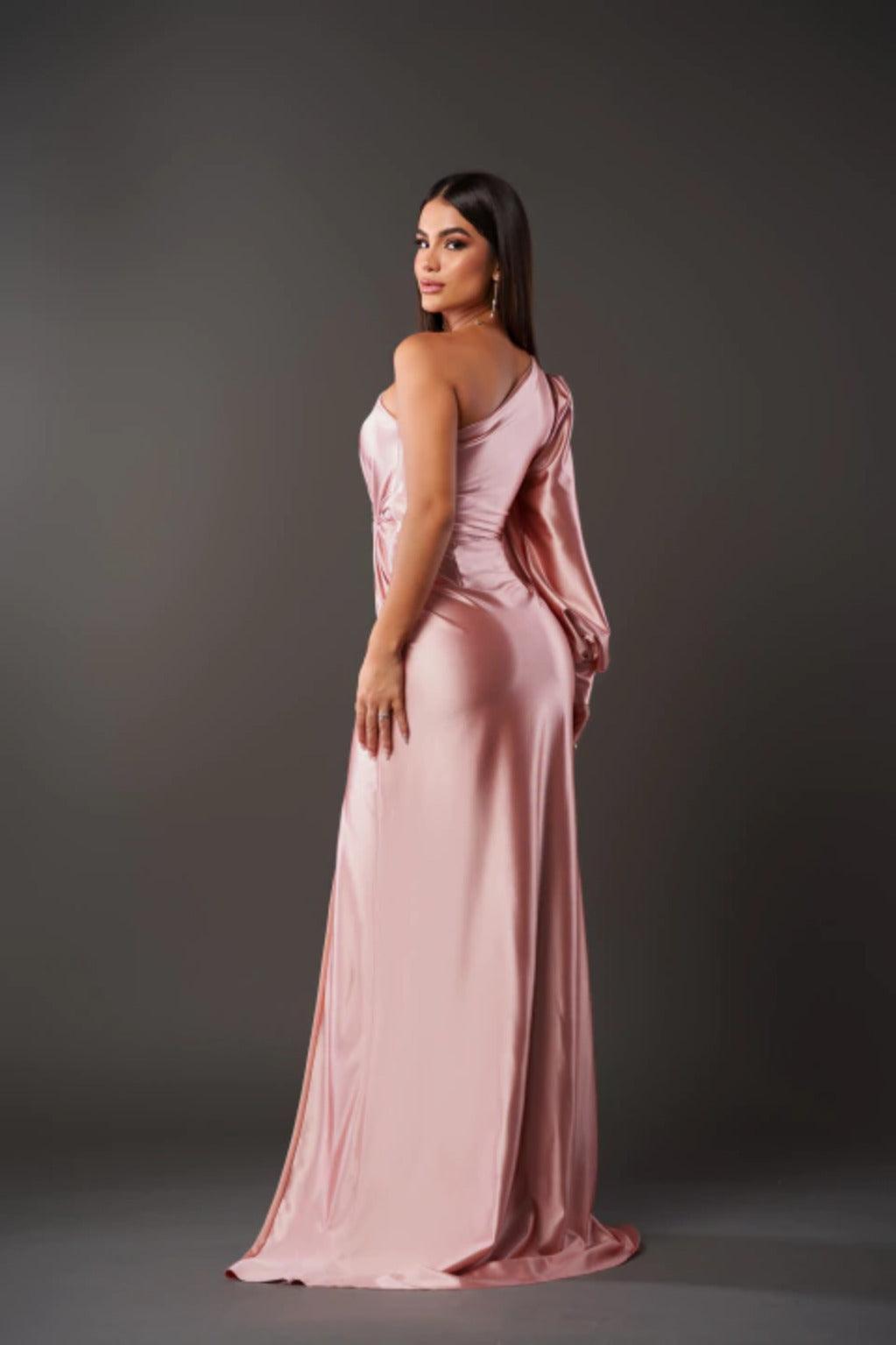 Bella Novelle avondjurk met asymmetrische hals, productfoto