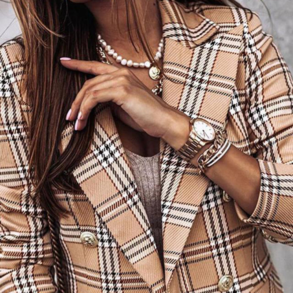 Bella Novelle geruite blazer, detail van de stof