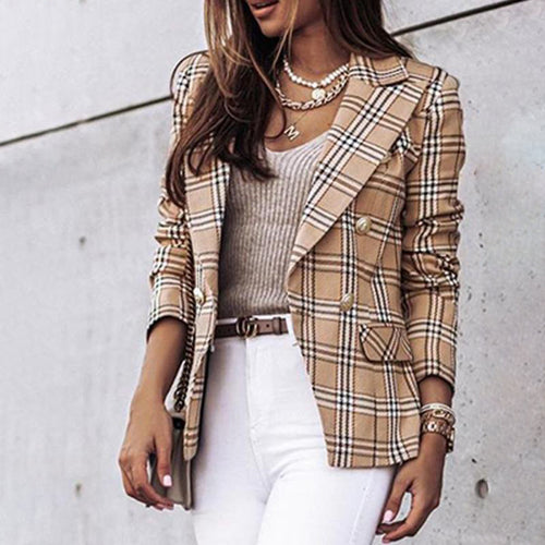 Bella Novelle geruite blazer, staande pose