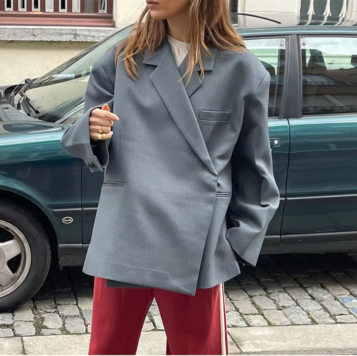 Bella Novelle lange oversized blazer dames, productfoto 3