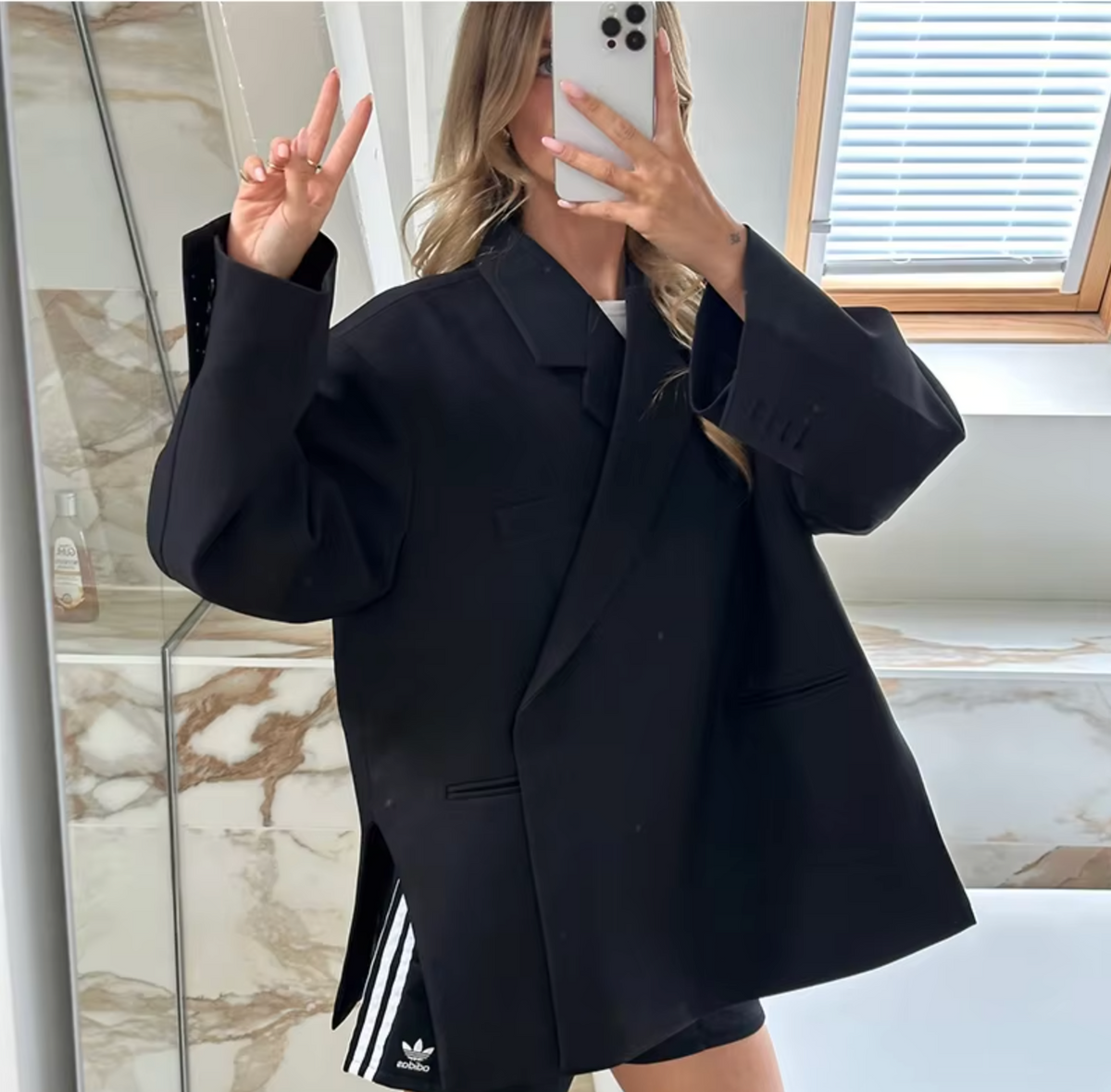 Bella Novelle lange oversized blazer dames, productfoto 4