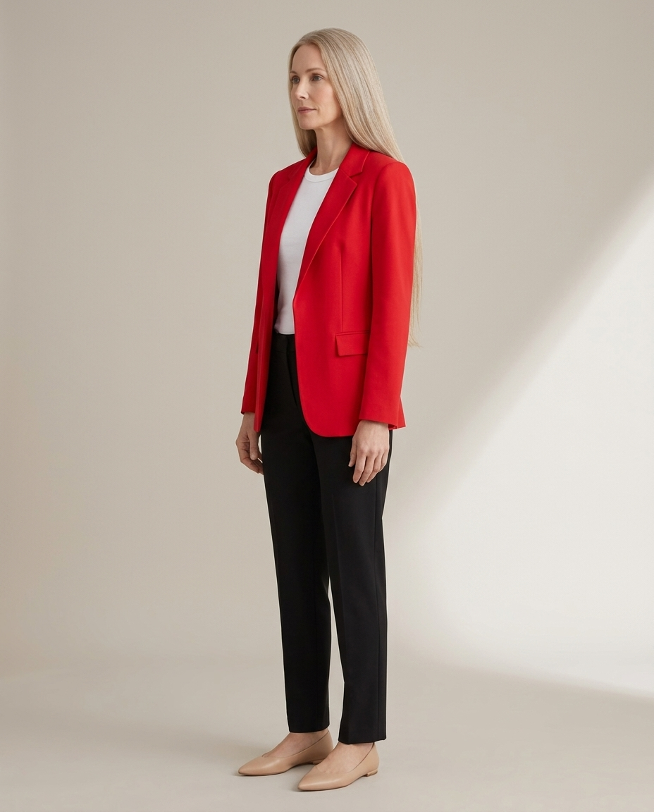 Blazer licht gestructureerd rood zijaanzicht