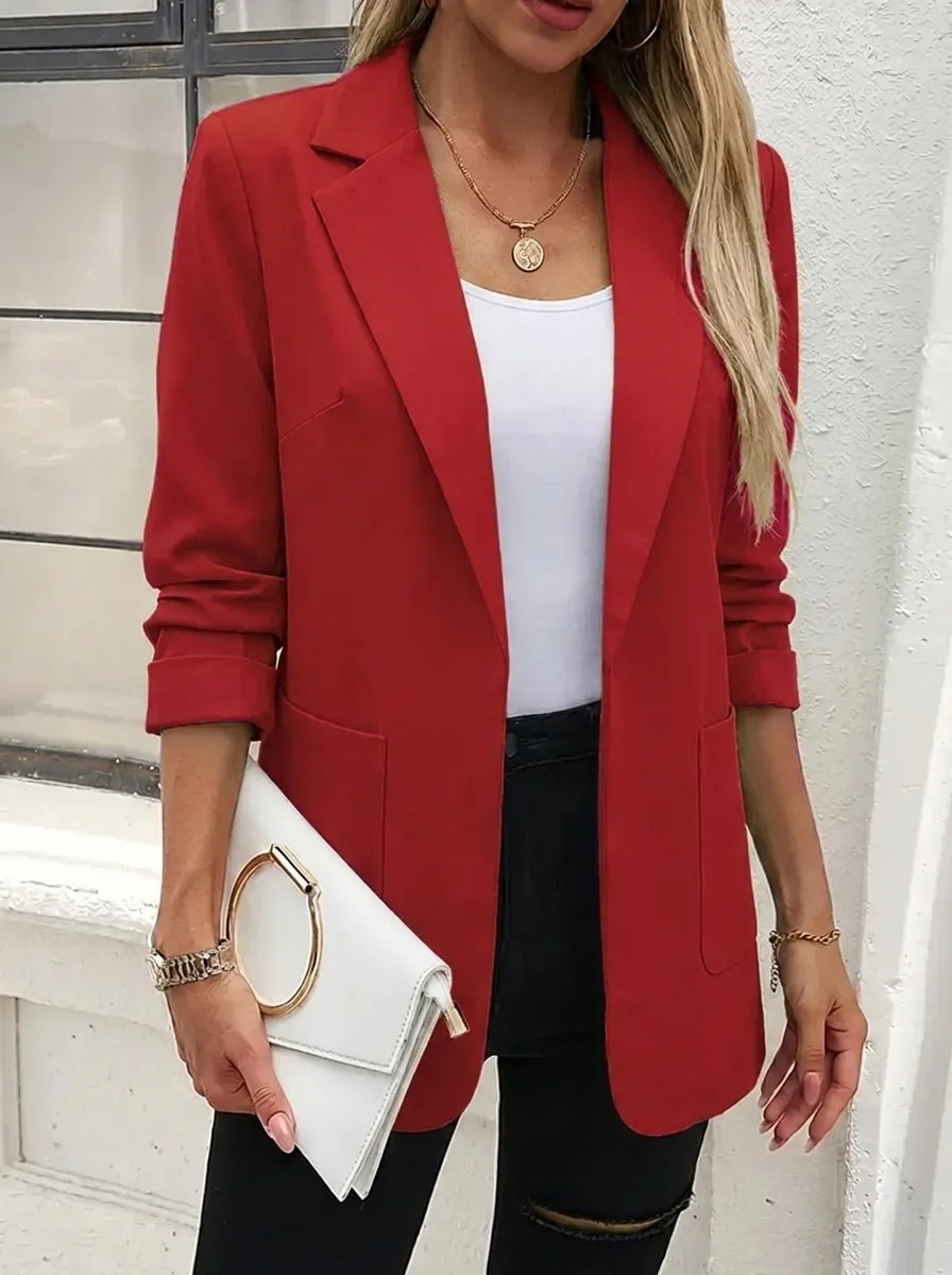 Bella Novelle open blazer met driekwart mouwen in rood