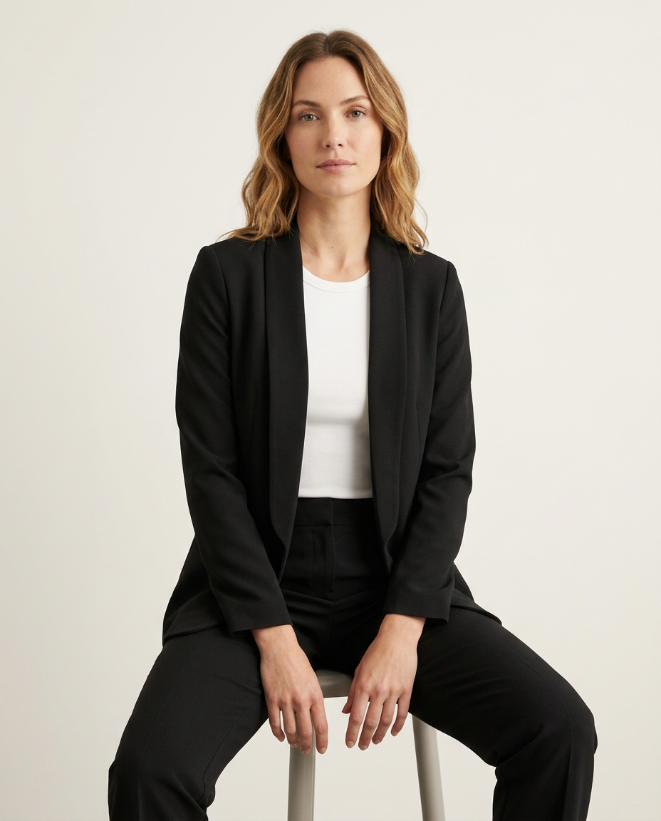 Bella Novelle open blazer, zittend