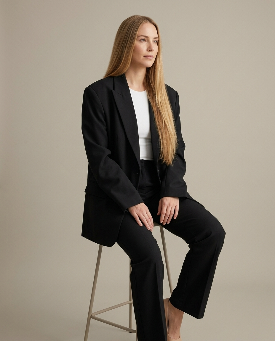 Bella Novelle oversized blazer, zittend