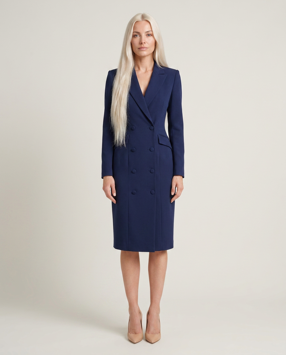 Bella Novelle blazerjurk midi in marineblauw