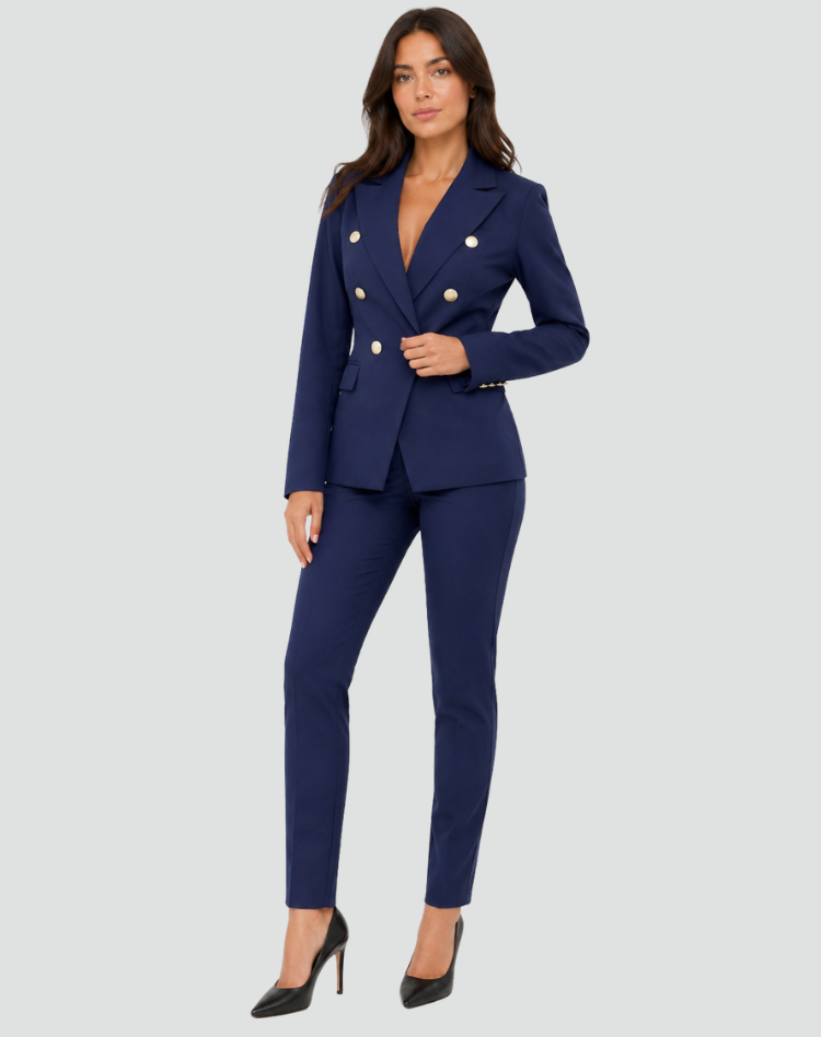 Bella Novelle dubbelrijige damesblazer met pantalon, productfoto
