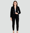 Bella Novelle dubbelrijige damesblazer met pantalon in zwart