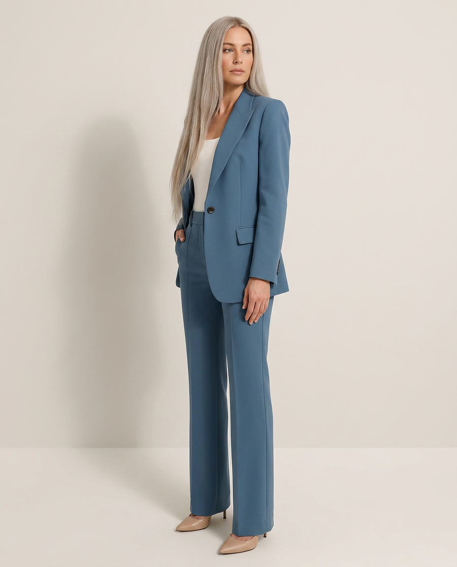 Blazerset in blauw - zijaanzicht