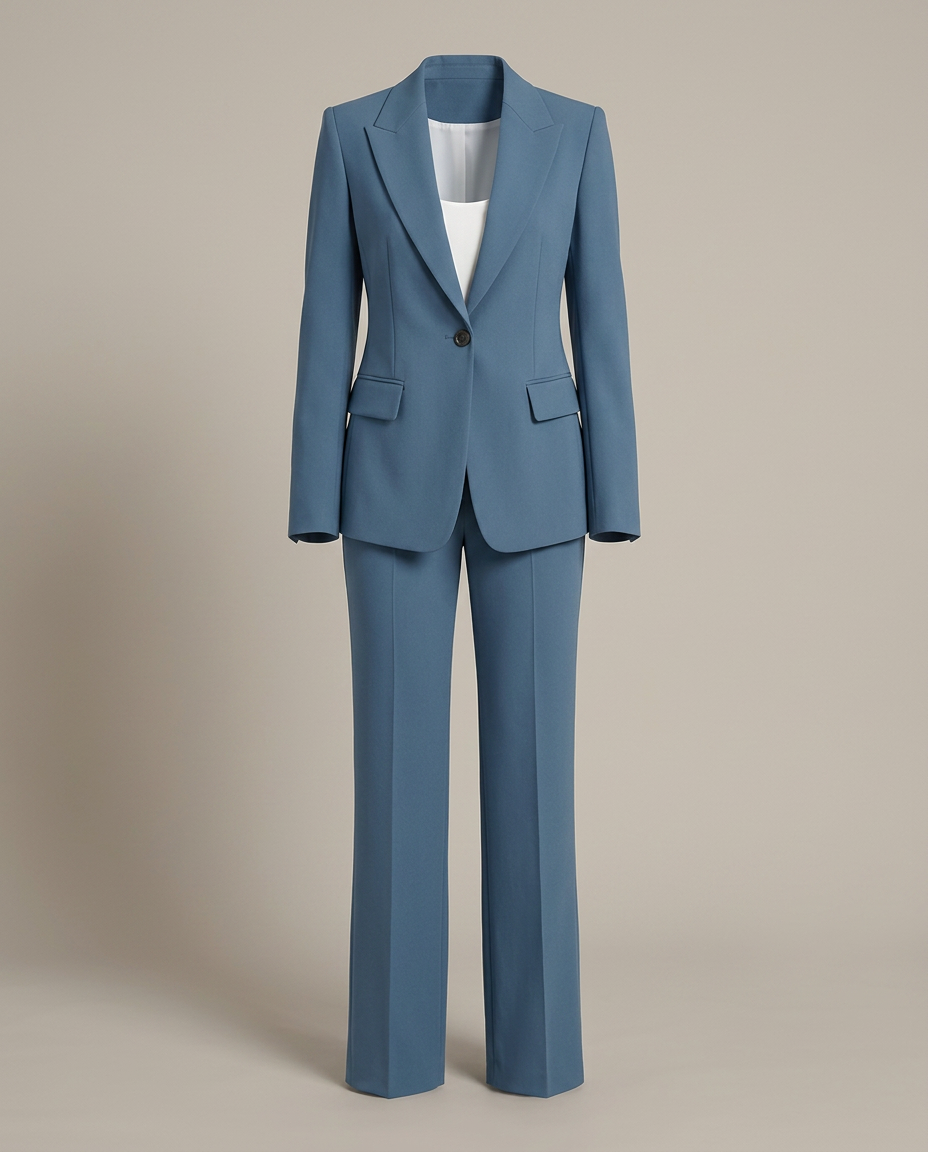 Getailleerde blazerset met pantalon in blauw - productfoto