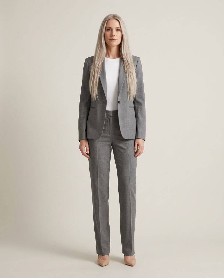 Getailleerde blazerset met pantalon in grijs
