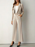 Bella Novelle blazerset in beige, vooraanzicht