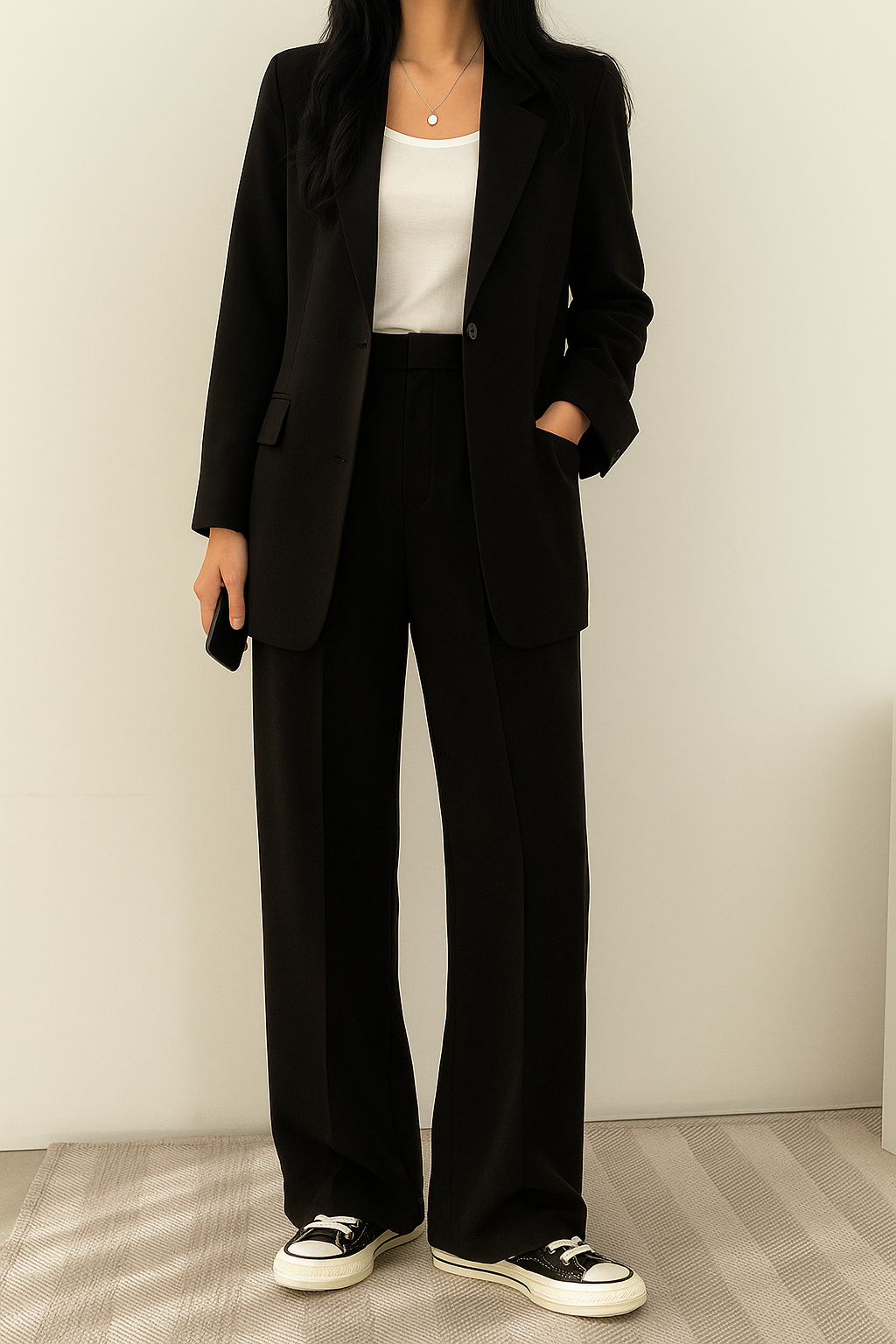 Bella Novelle oversized blazerset met wide leg pantalon in zwart