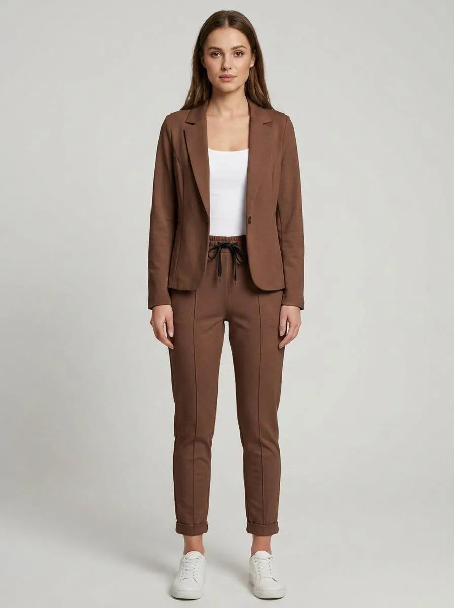 Bella Novelle Blazerset Slim Fit Broek in bruin