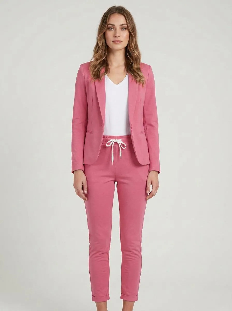 Bella Novelle Blazerset Strakke Revers in roze