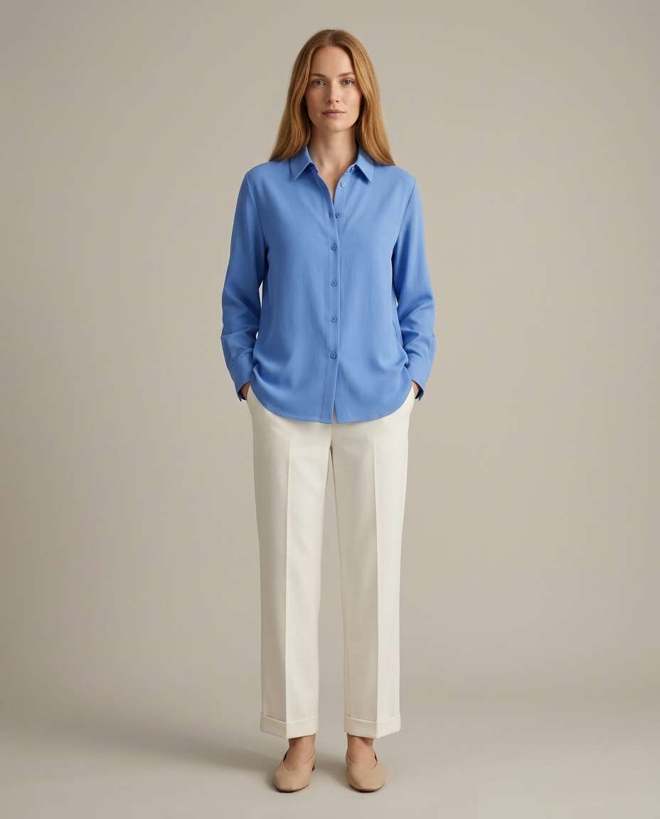 Klassieke blouse blauw