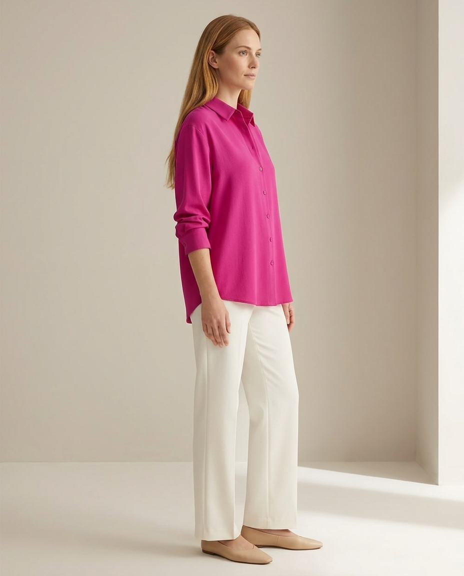 Klassieke blouse fuchsia - zijaanzicht
