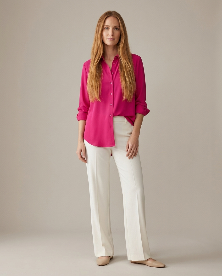 Klassieke blouse fuchsia - staande pose