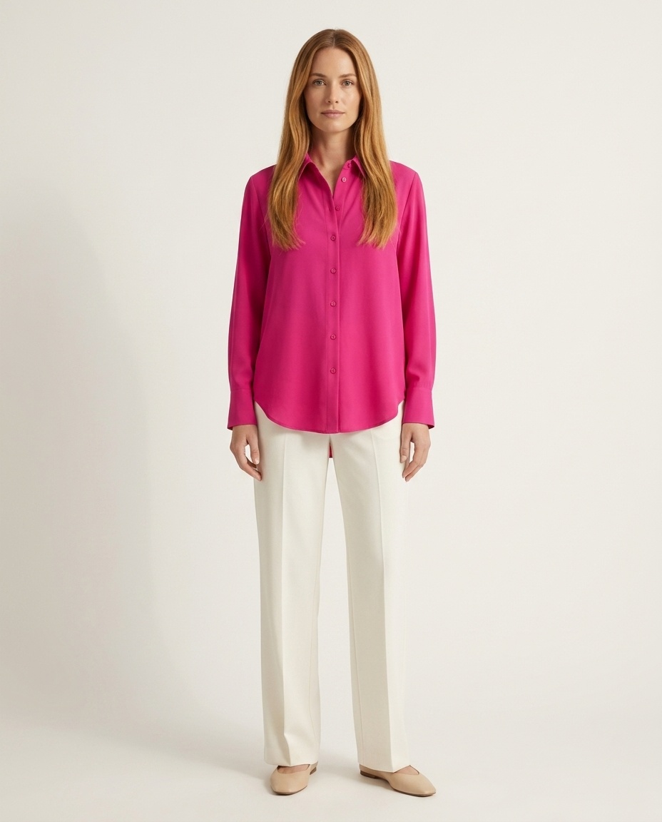 Klassieke blouse fuchsia - vooraanzicht