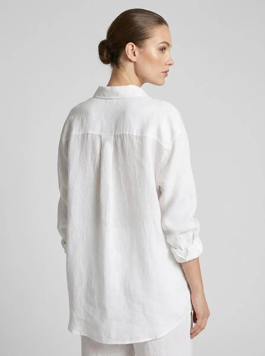 Bella Novelle linnen blouse losvallend, achteraanzicht