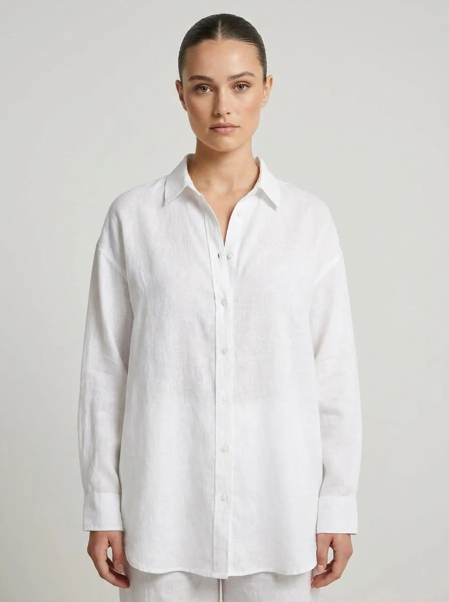 Bella Novelle linnen blouse losvallend, vooraanzicht