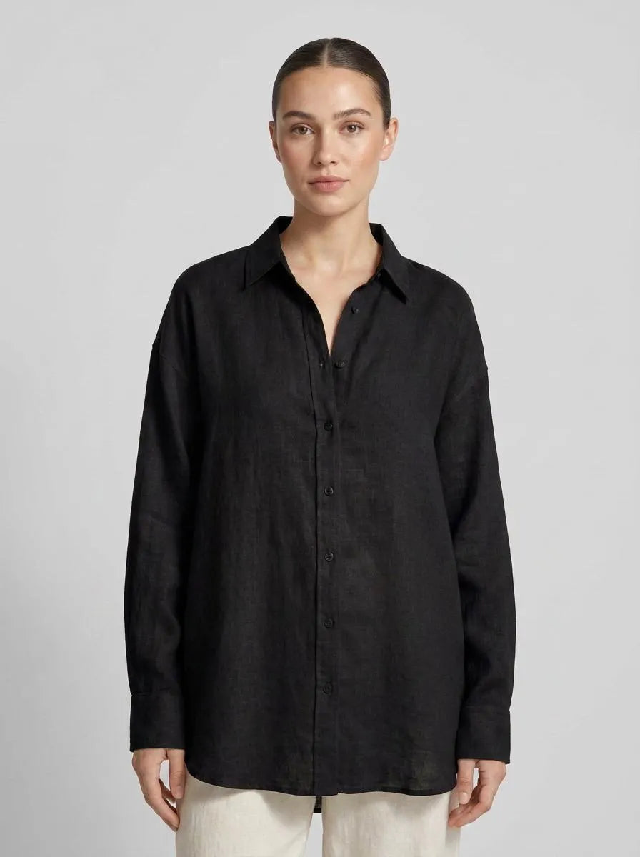 Bella Novelle zomerse linnen blouse in zwart