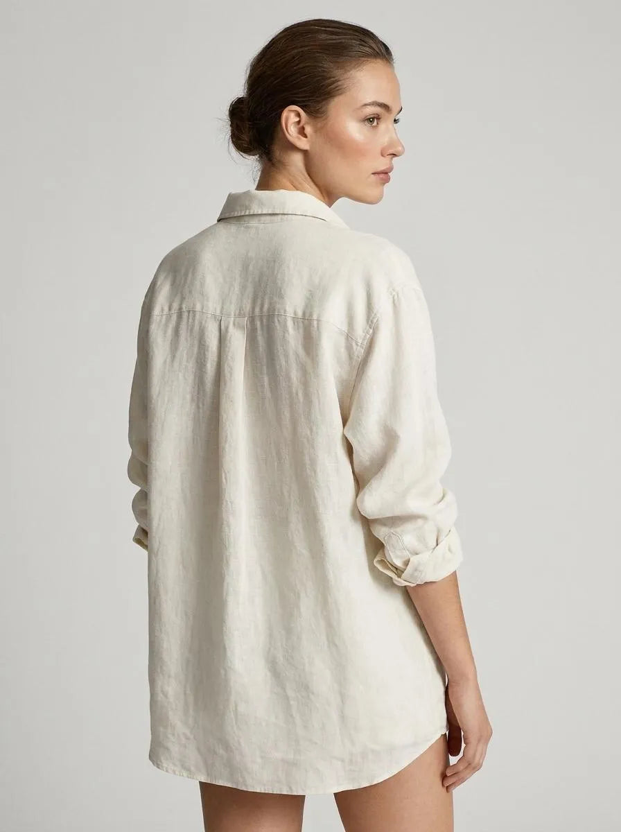 Bella Novelle zomerse linnen blouse, achteraanzicht