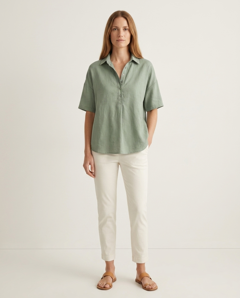 Losvallende blouse groen