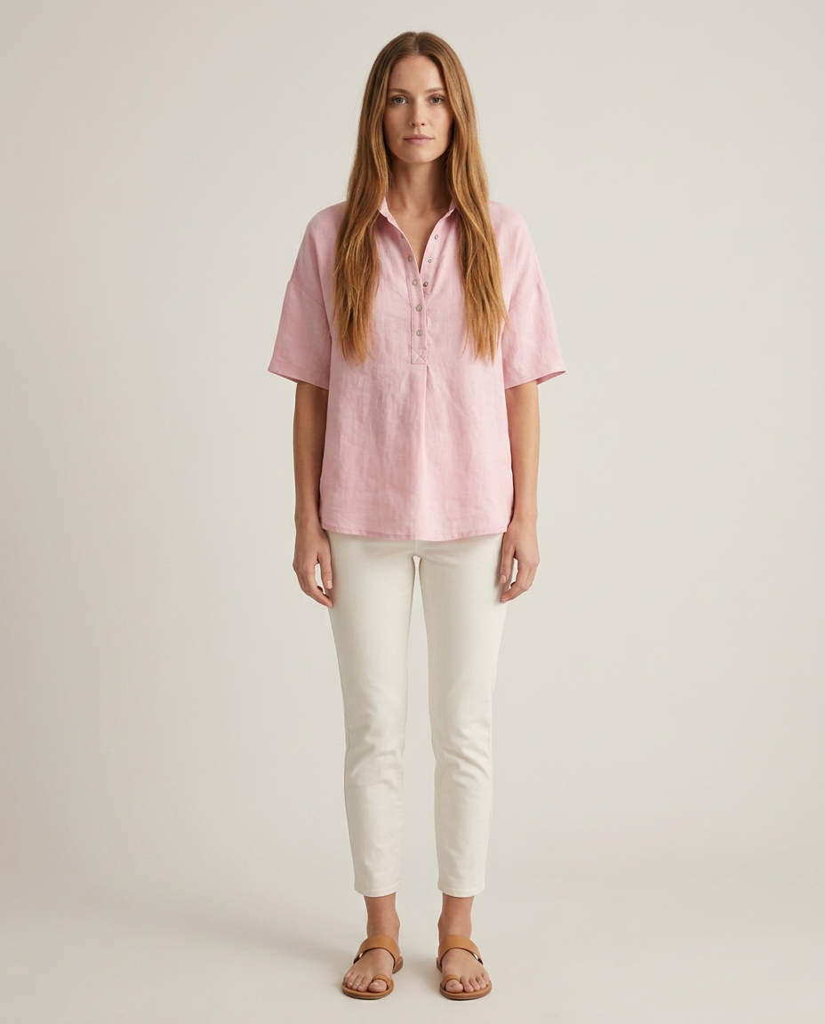 Losvallende blouse roze
