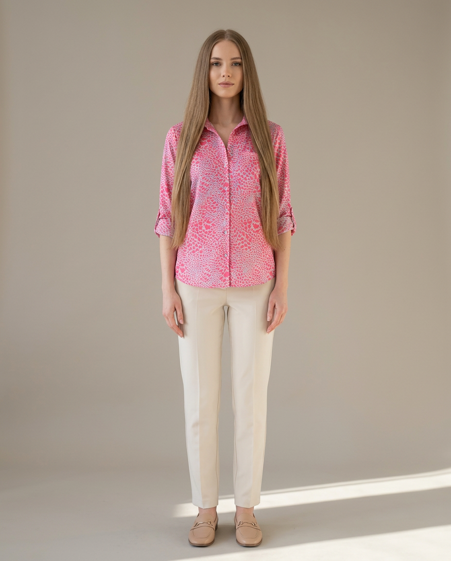 Elegante blouse met kraag rood hartjesprint