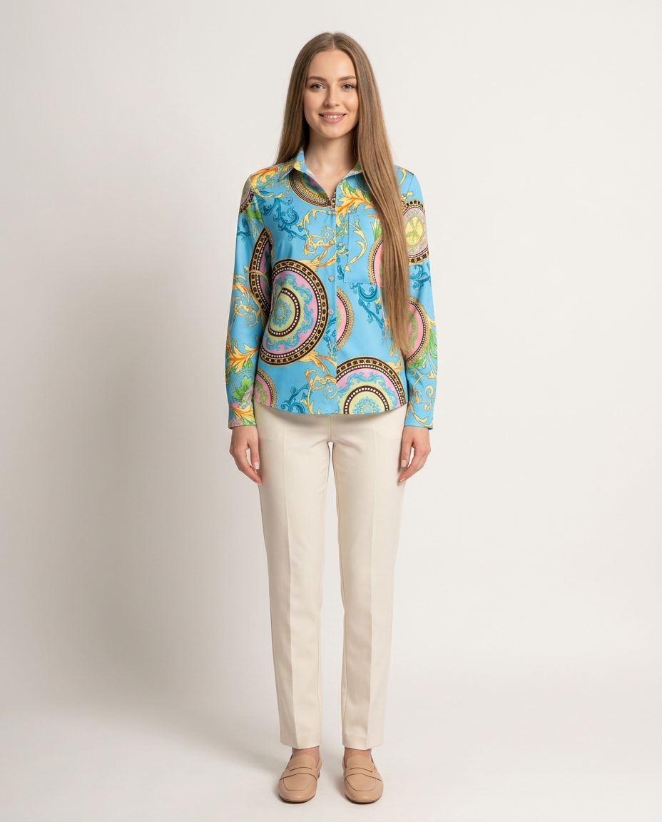 Elegante blouse met kraag paarsrode letterprint