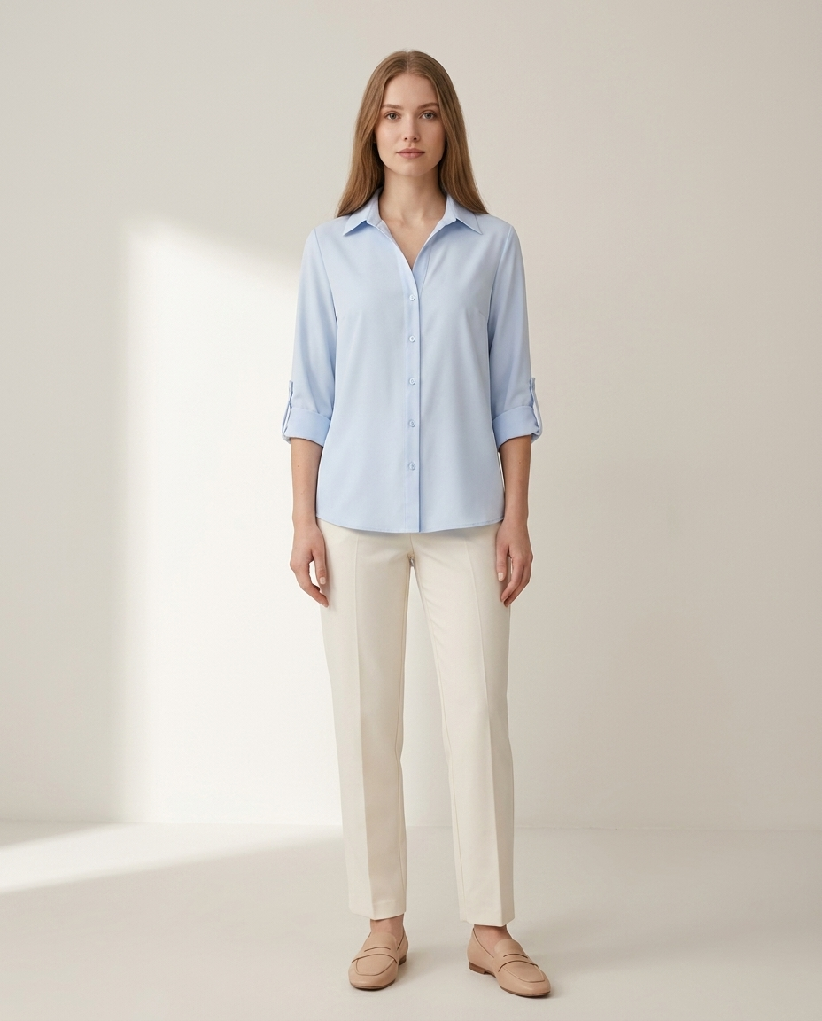 Elegante blouse met kraag lichtblauw