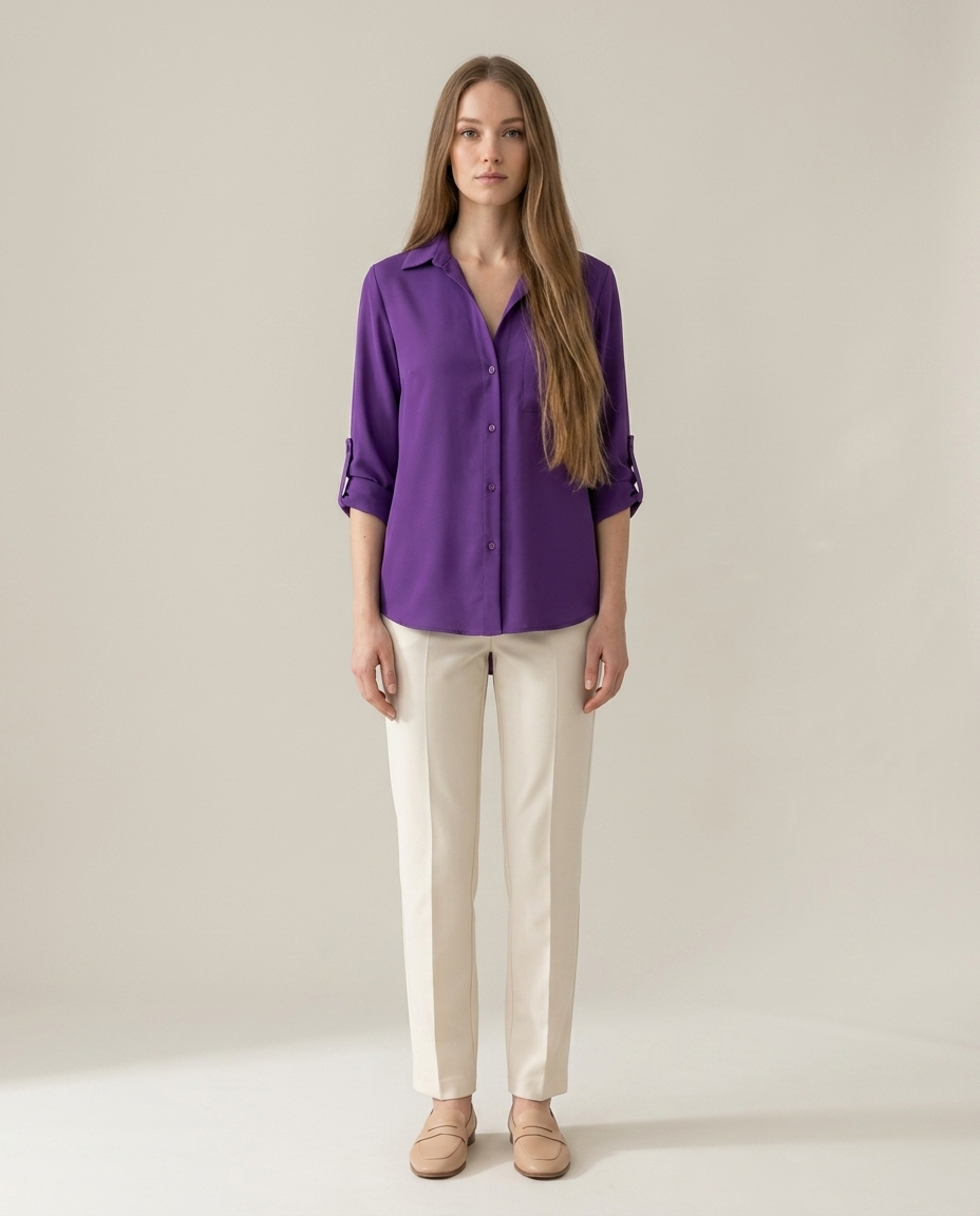 Elegante blouse met kraag paars