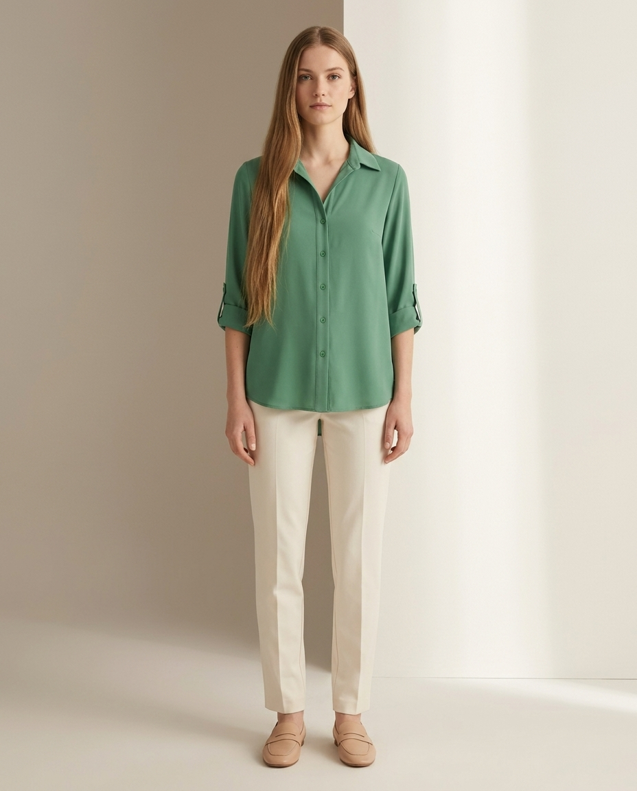 Elegante blouse met kraag groen
