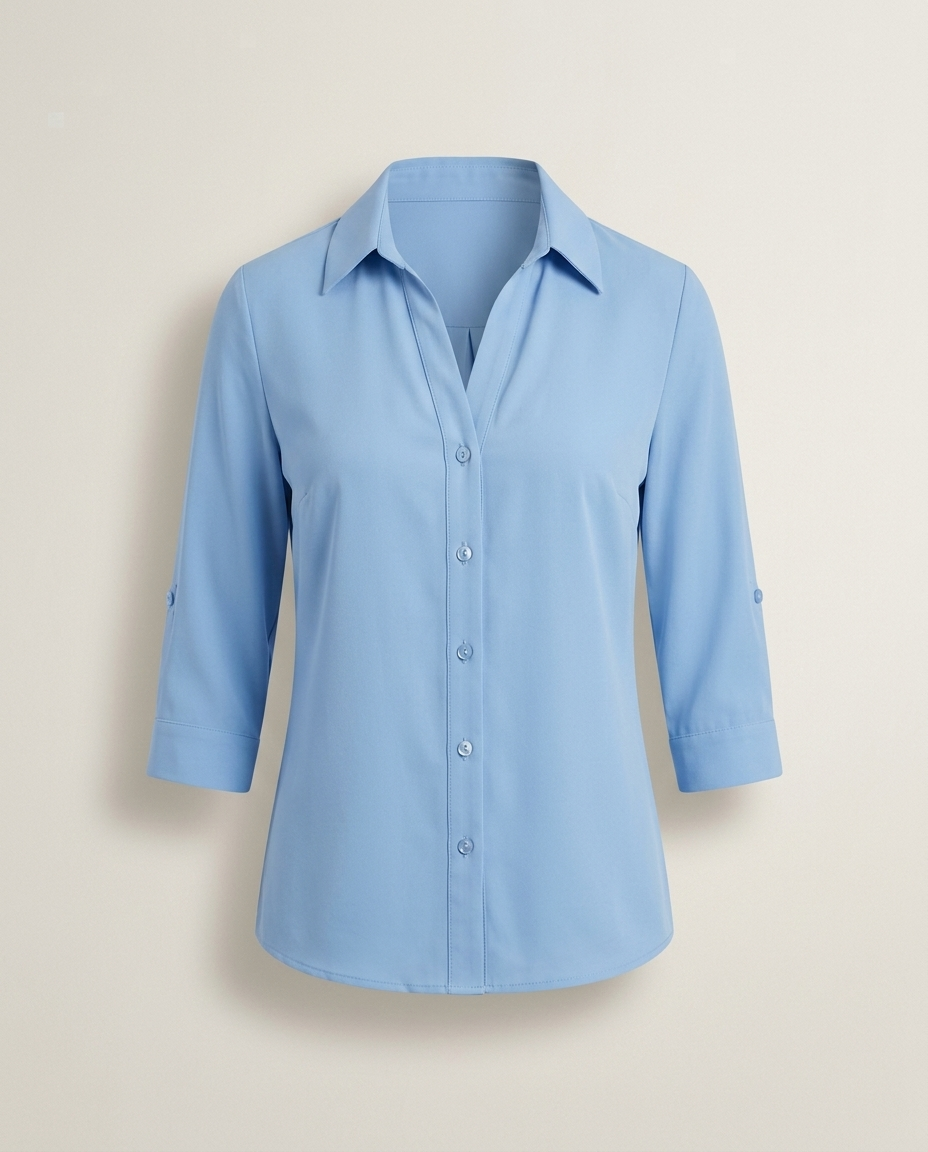 Elegante blouse met kraag blauw - productfoto