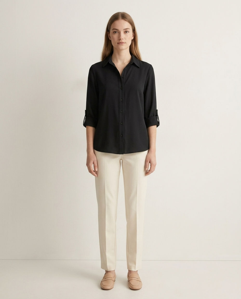 Elegante blouse met kraag zwart