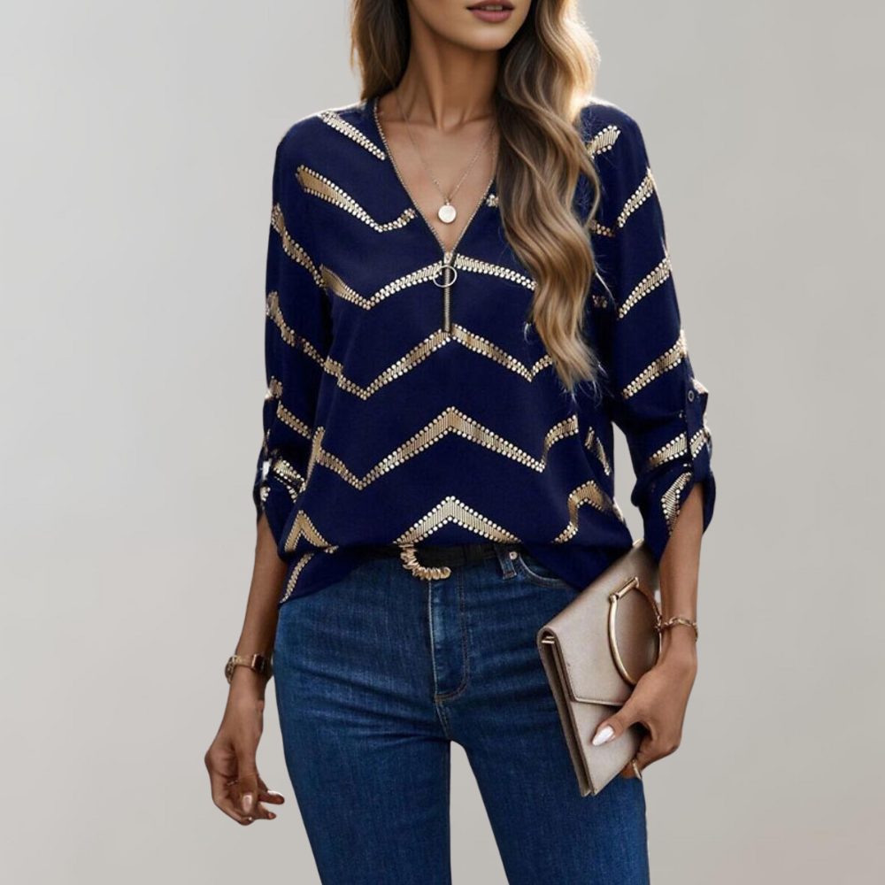 Bella Novelle blouse met ritssluiting voor dames, achteraanzicht