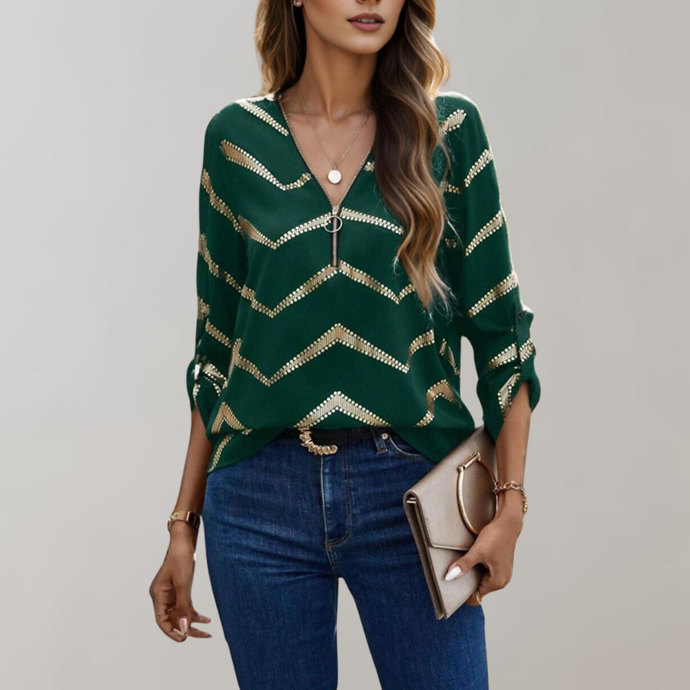 Bella Novelle blouse met ritssluiting voor dames, zijaanzicht