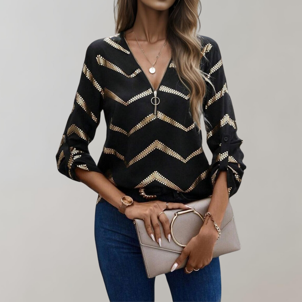 Bella Novelle blouse met ritssluiting voor dames, vooraanzicht