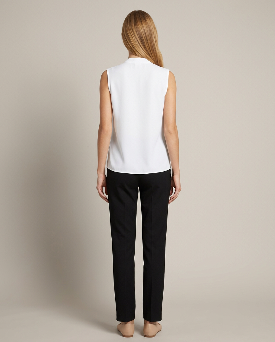 Blouse mouwloos wikkeldesign wit achteraanzicht