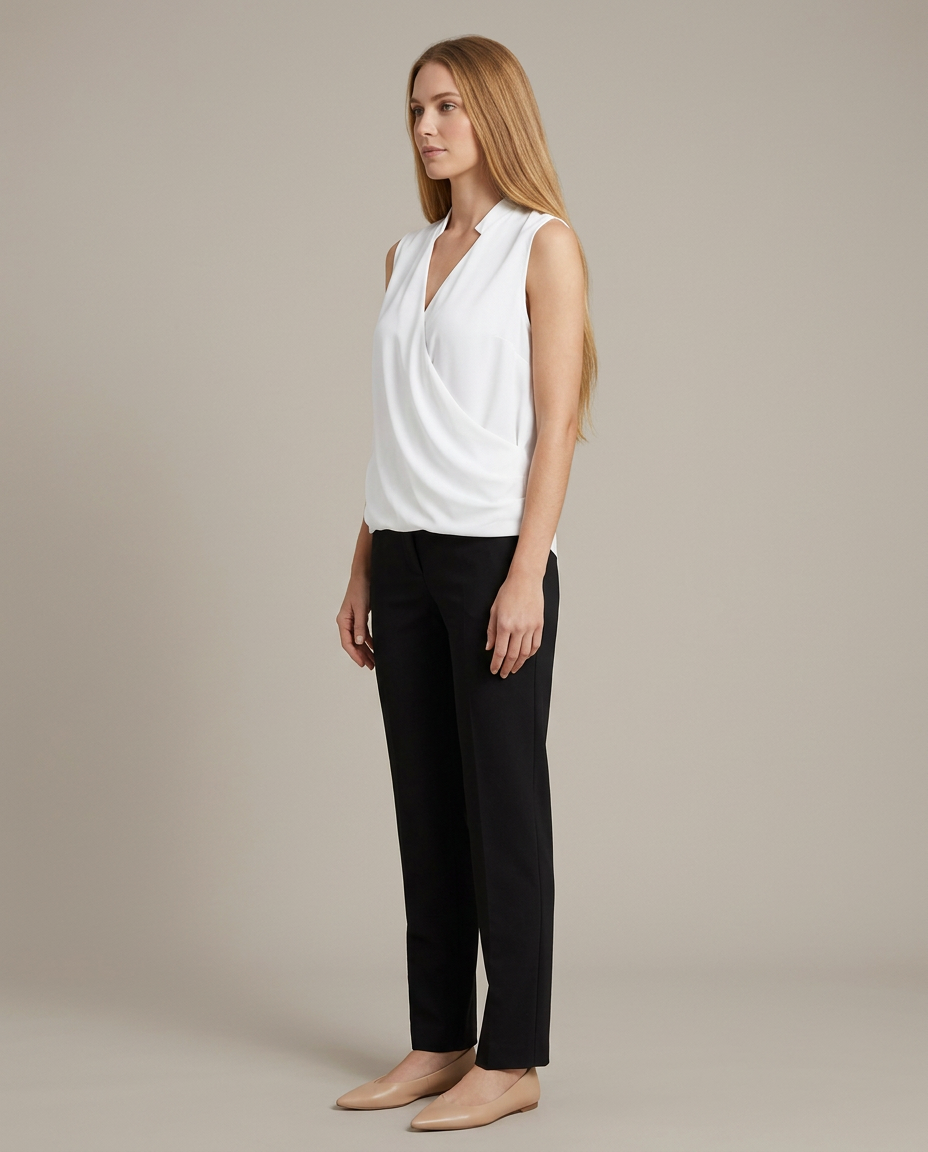 Blouse mouwloos wikkeldesign wit zijaanzicht