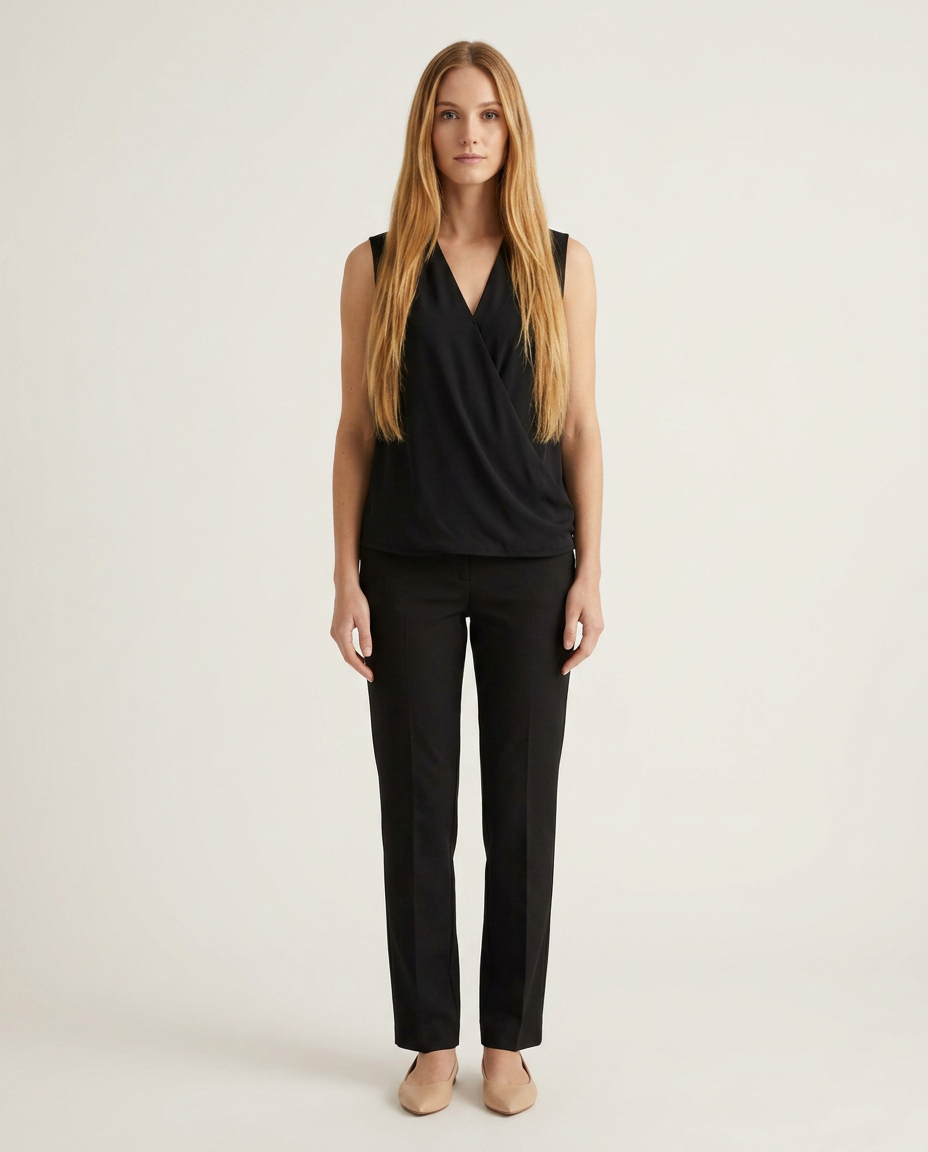 Blouse mouwloos wikkeldesign zwart