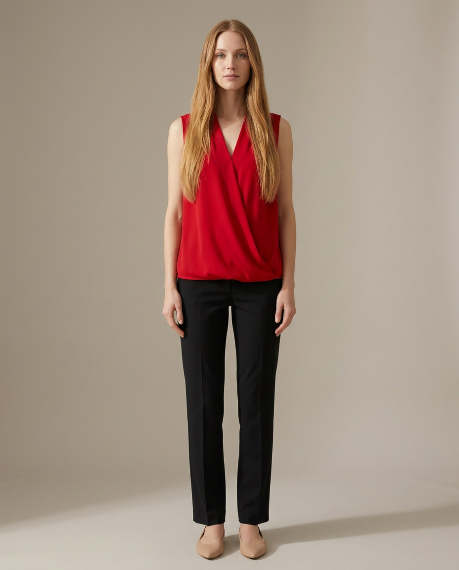 Blouse mouwloos wikkeldesign rood