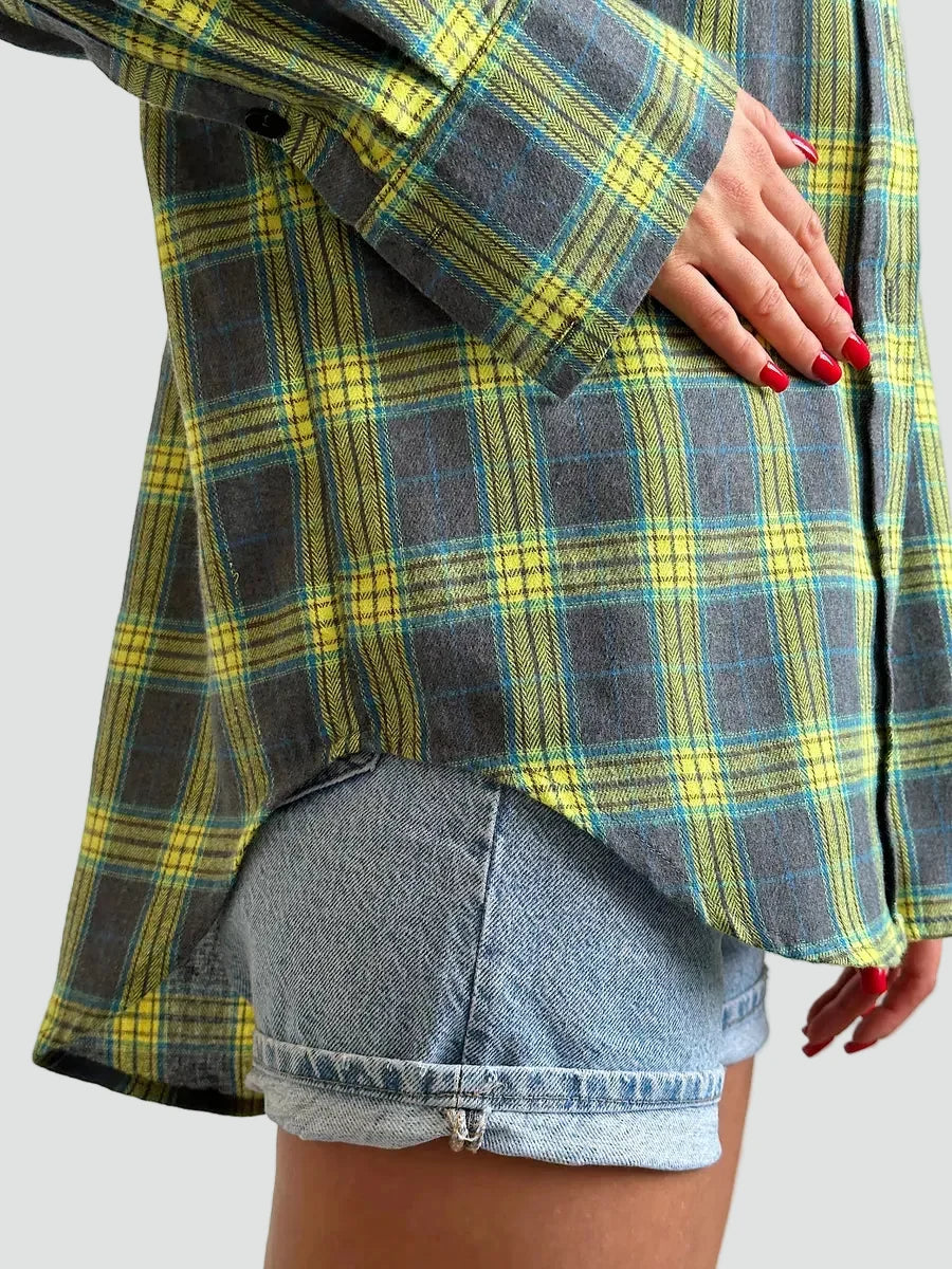 Bella Novelle oversized flanellen damesblouse met ruitpatroon, productfoto