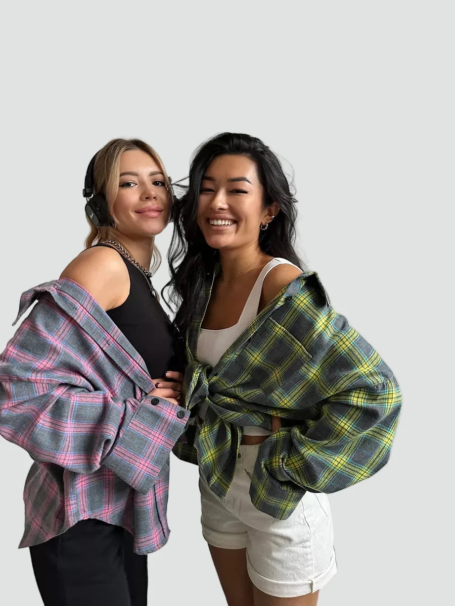 Bella Novelle oversized flanellen damesblouse met ruitpatroon, productfoto