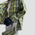 Bella Novelle oversized flanellen damesblouse met ruitpatroon in groen