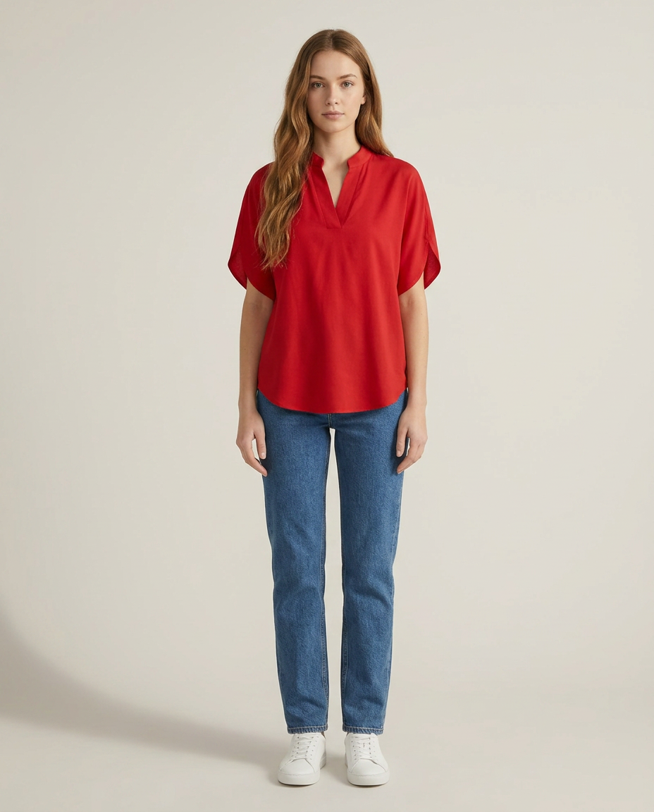 Blouse katoen-viscosemix rood