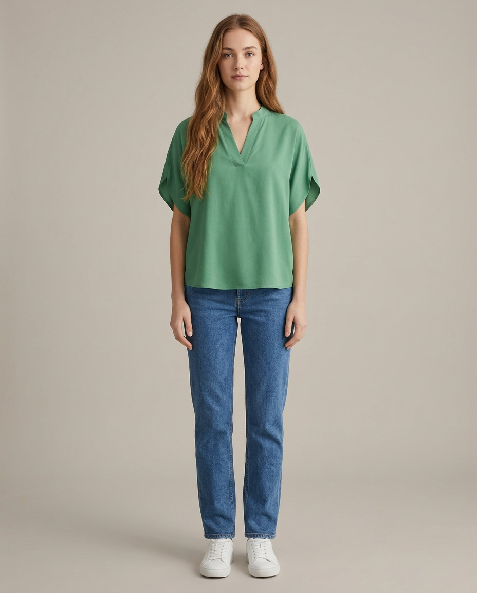 Blouse katoen-viscosemix groen