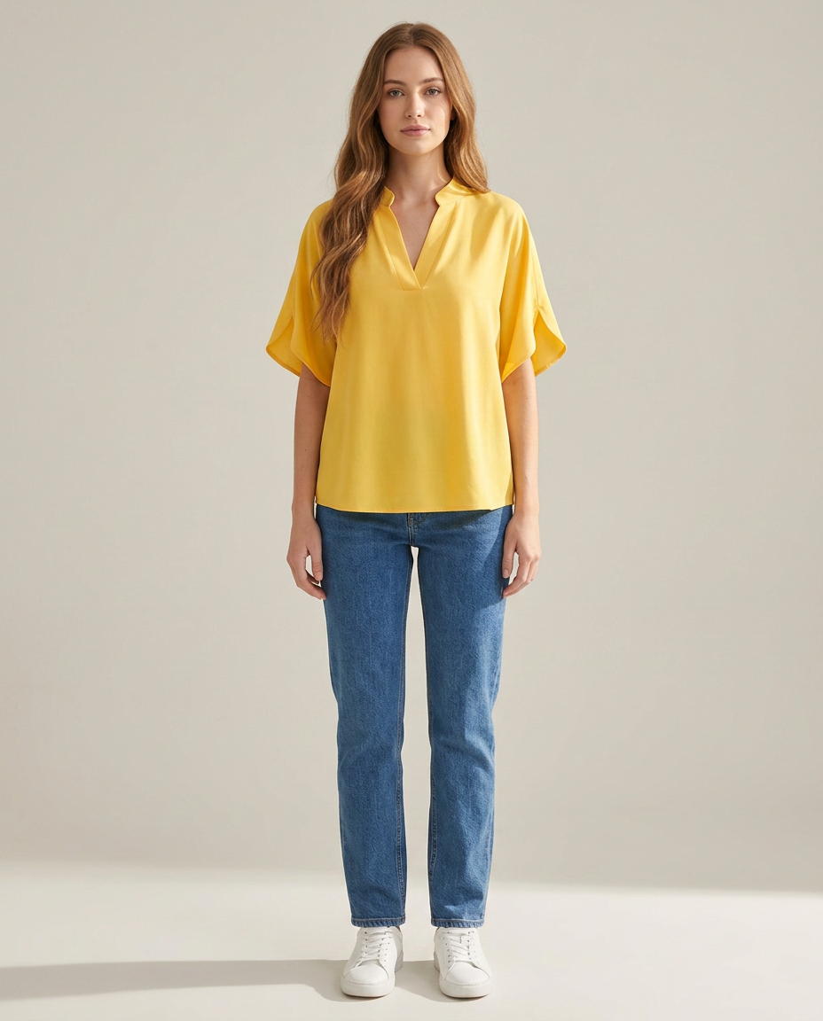 Blouse katoen-viscosemix geel